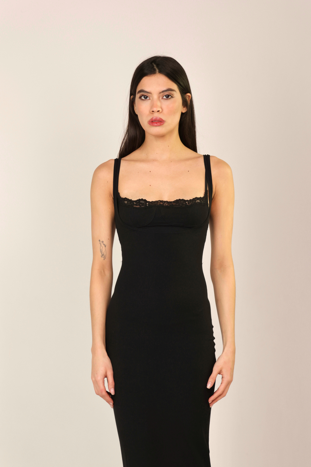 LONG SLIP DRESS WITH LACE