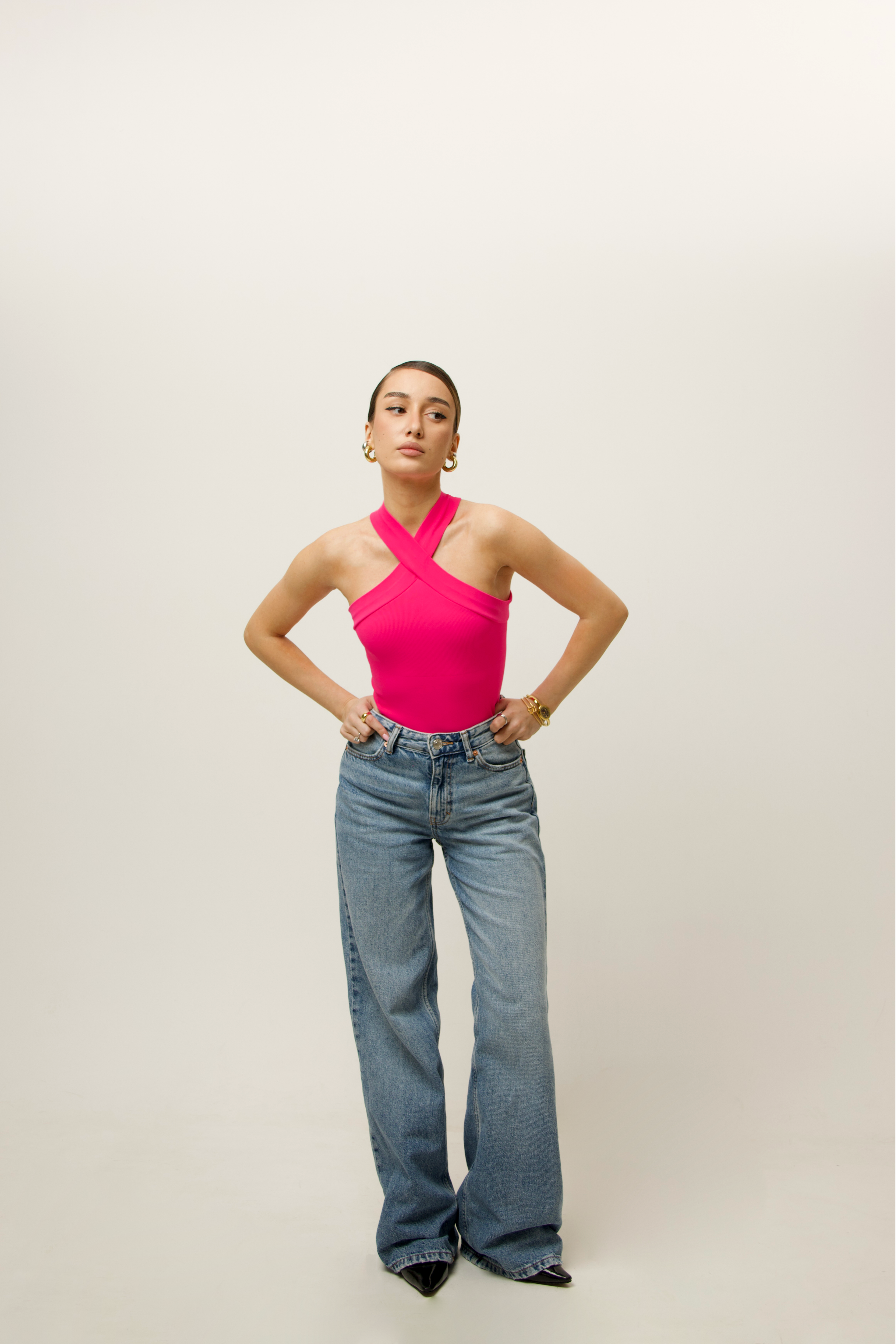 CROSSOVER HALTER BODYSUIT