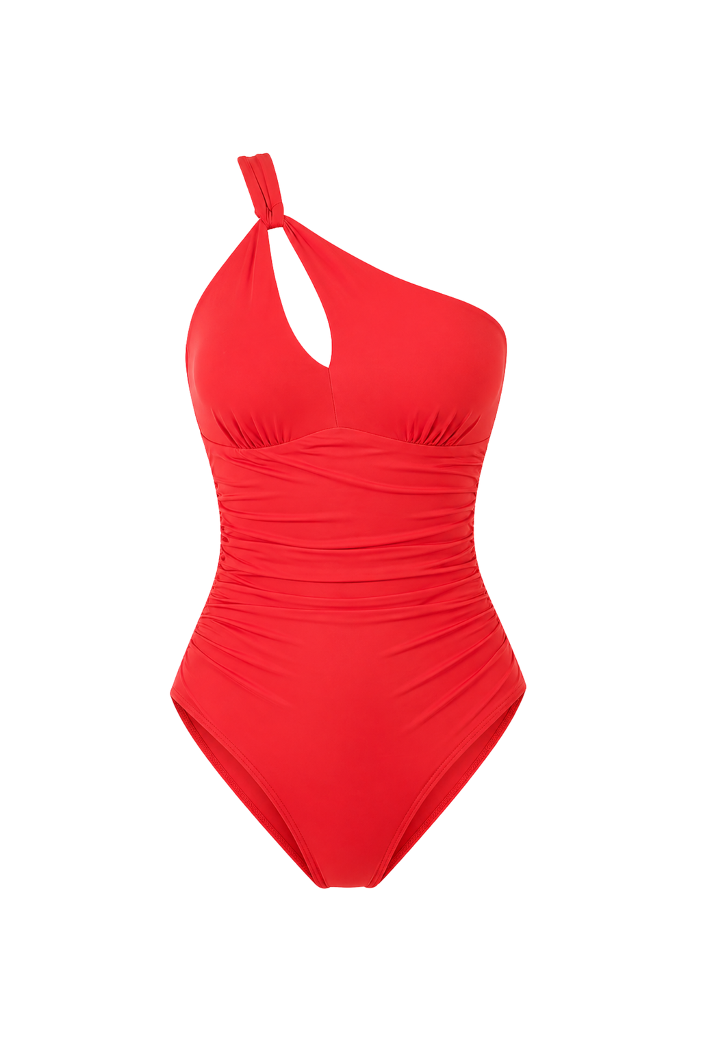 ONE SHOULDER RUCHED SWIMSUIT WITH PADS