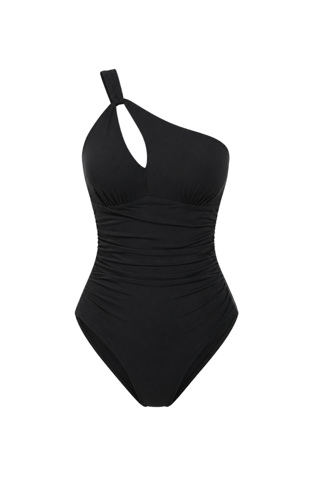 ONE SHOULDER RUCHED SWIMSUIT WITH PADS