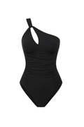 ONE SHOULDER RUCHED SWIMSUIT WITH PADS