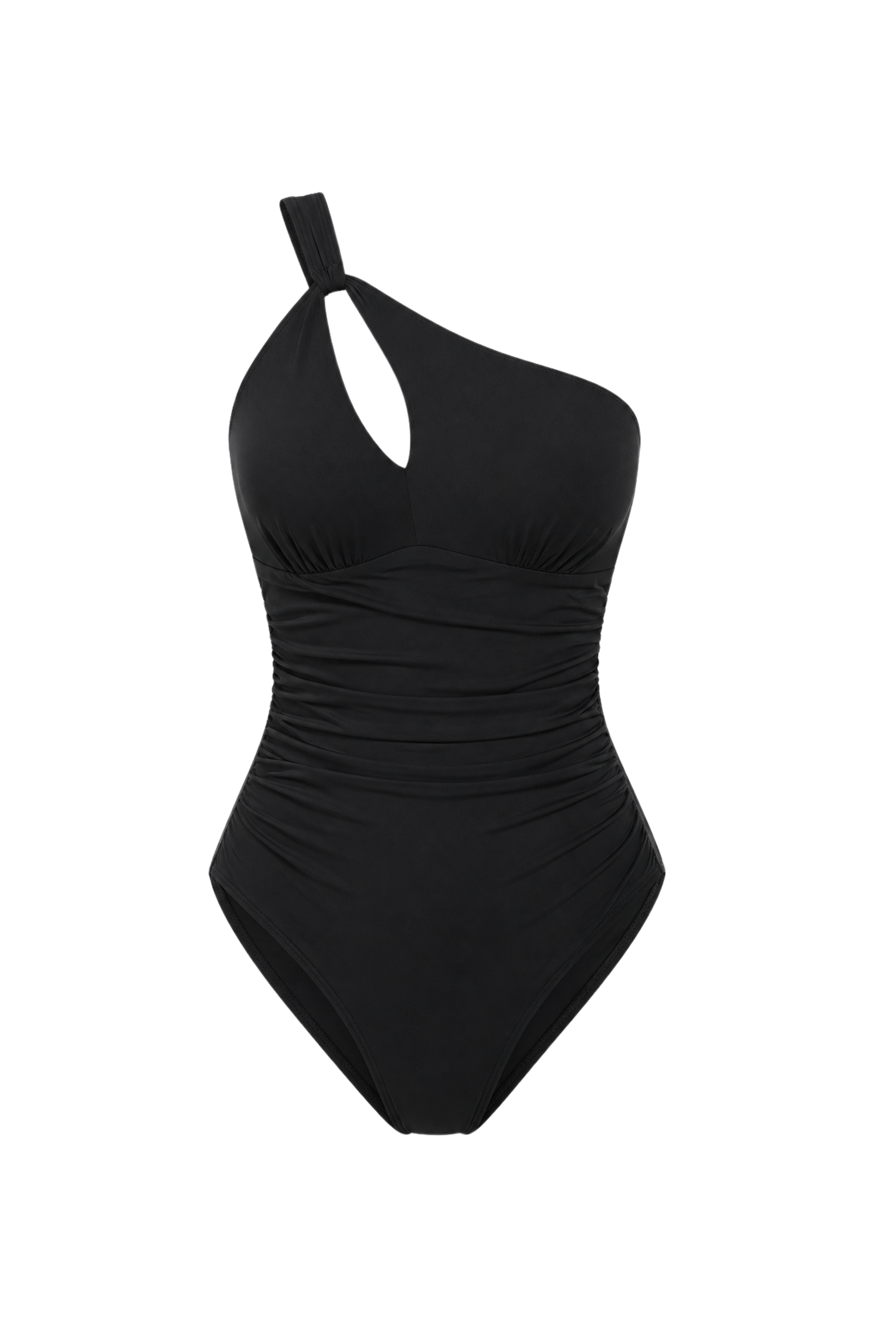 ONE SHOULDER RUCHED SWIMSUIT WITH PADS