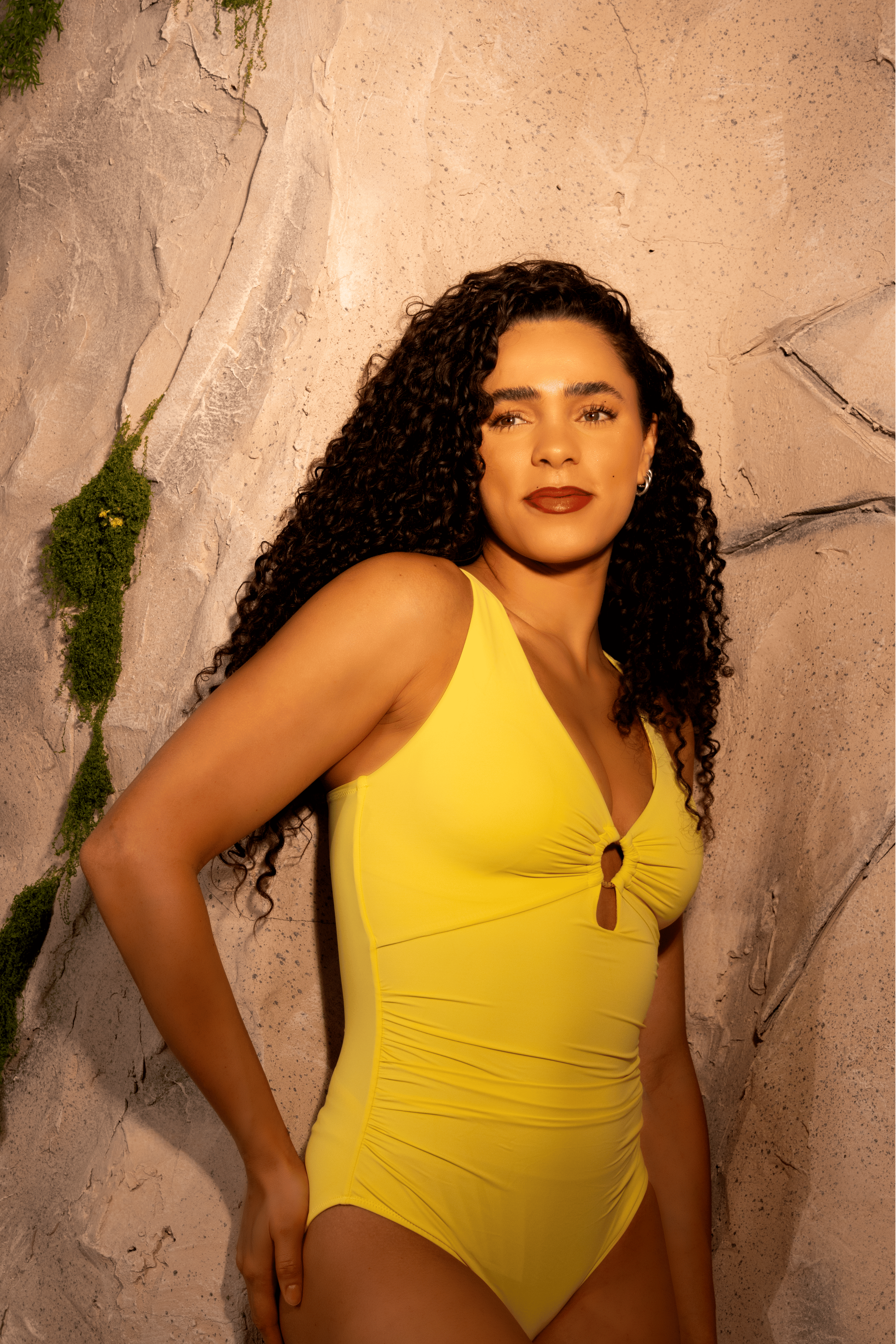 RUCHED MESH SWIMSUIT WITH PADS