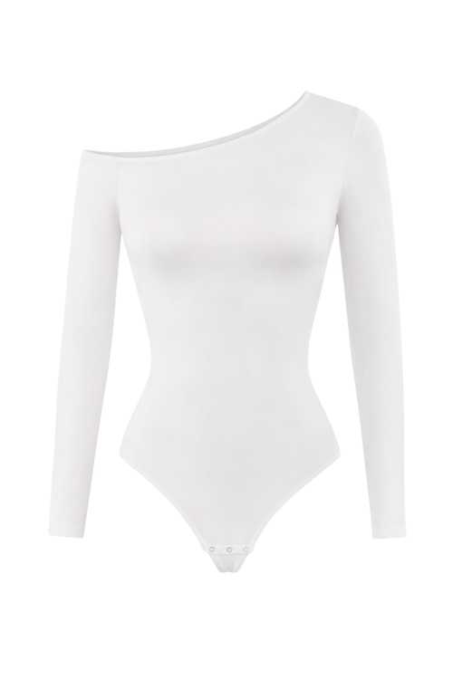 DIAGONAL NECK LONG SLEEVE BODYSUIT