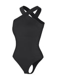 CROSSOVER HALTER BODYSUIT